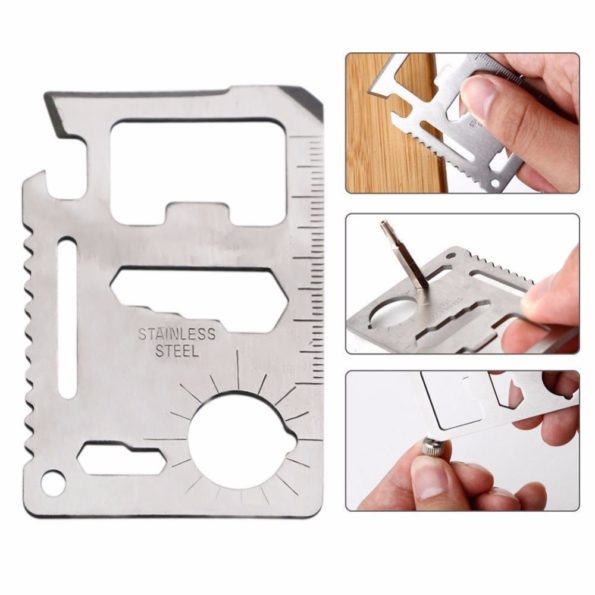 Multi Tools 11 in 1 Multifunction Outdoor Hunting Survival Camping Pocket Military Credit Card Knife Silver 3